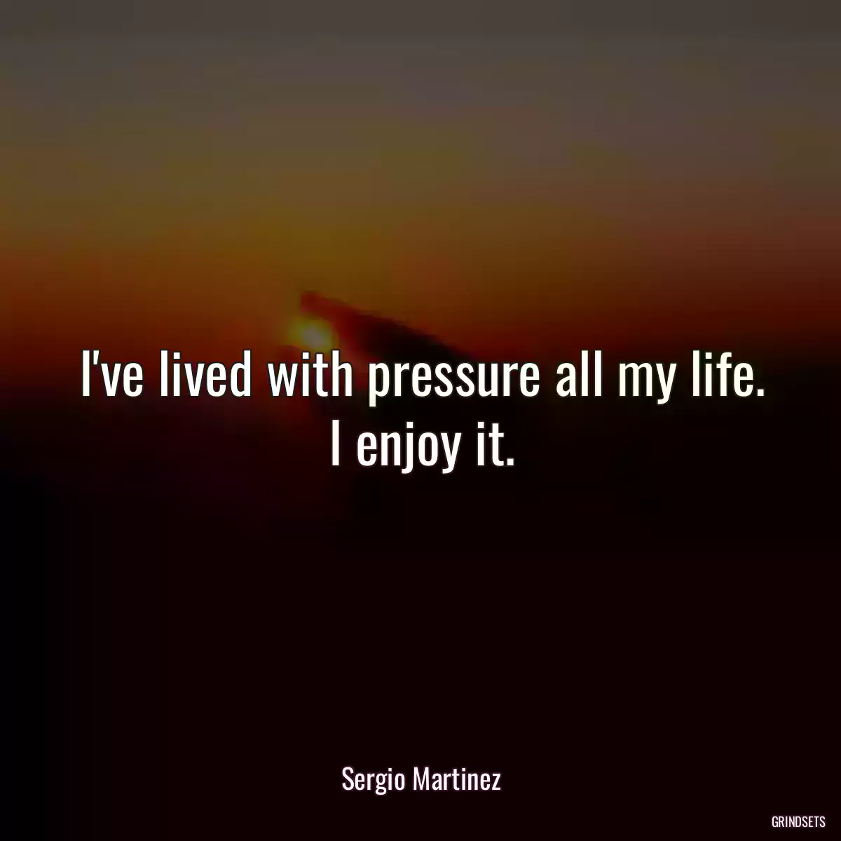 I\'ve lived with pressure all my life. I enjoy it.