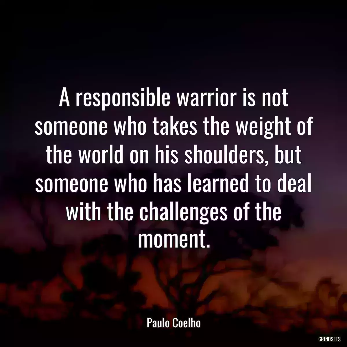 A responsible warrior is not someone who takes the weight of the world on his shoulders, but someone who has learned to deal with the challenges of the moment.