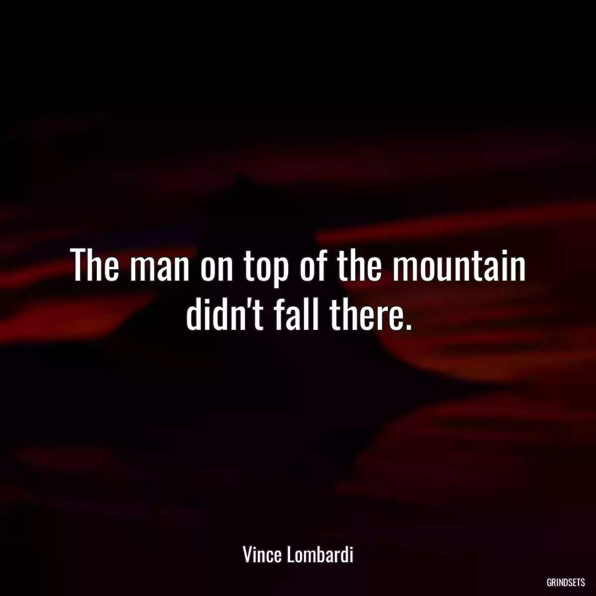 The man on top of the mountain didn\'t fall there.