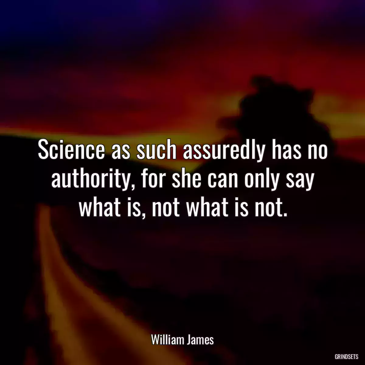 Science as such assuredly has no authority, for she can only say what is, not what is not.