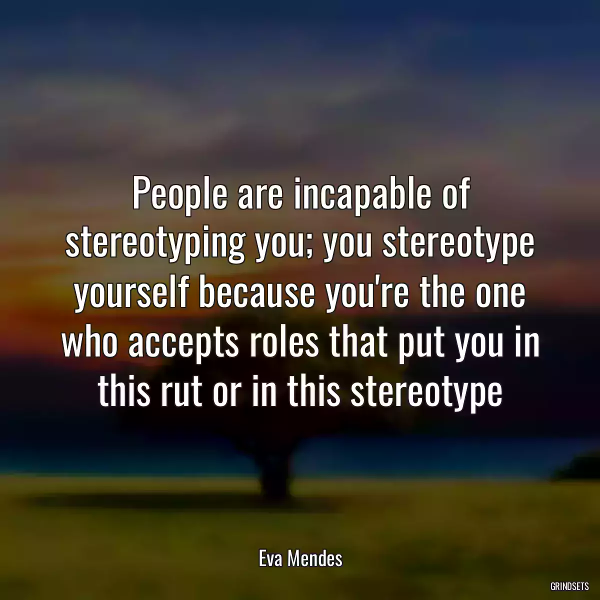 People are incapable of stereotyping you; you stereotype yourself because you\'re the one who accepts roles that put you in this rut or in this stereotype