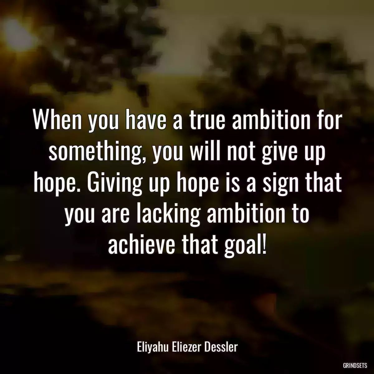 When you have a true ambition for something, you will not give up hope. Giving up hope is a sign that you are lacking ambition to achieve that goal!