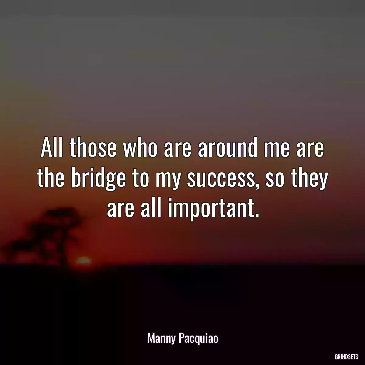 All those who are around me are the bridge to my success, so they are all important.