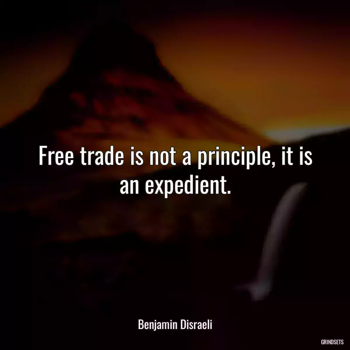 Free trade is not a principle, it is an expedient.