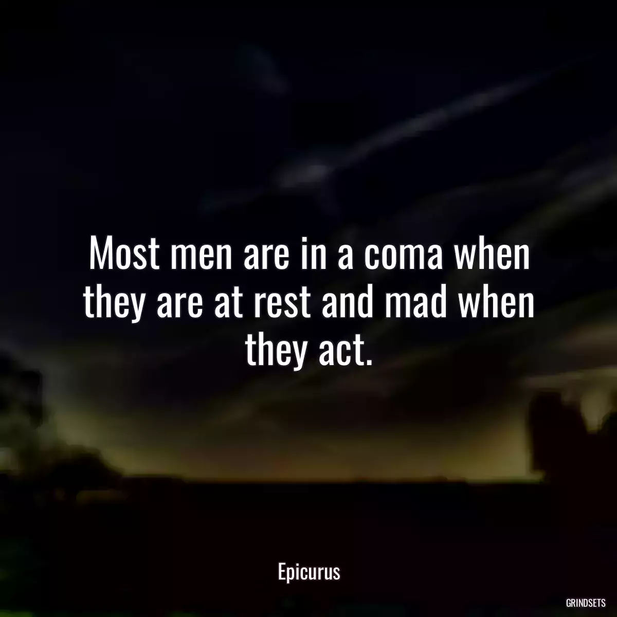 Most men are in a coma when they are at rest and mad when they act.