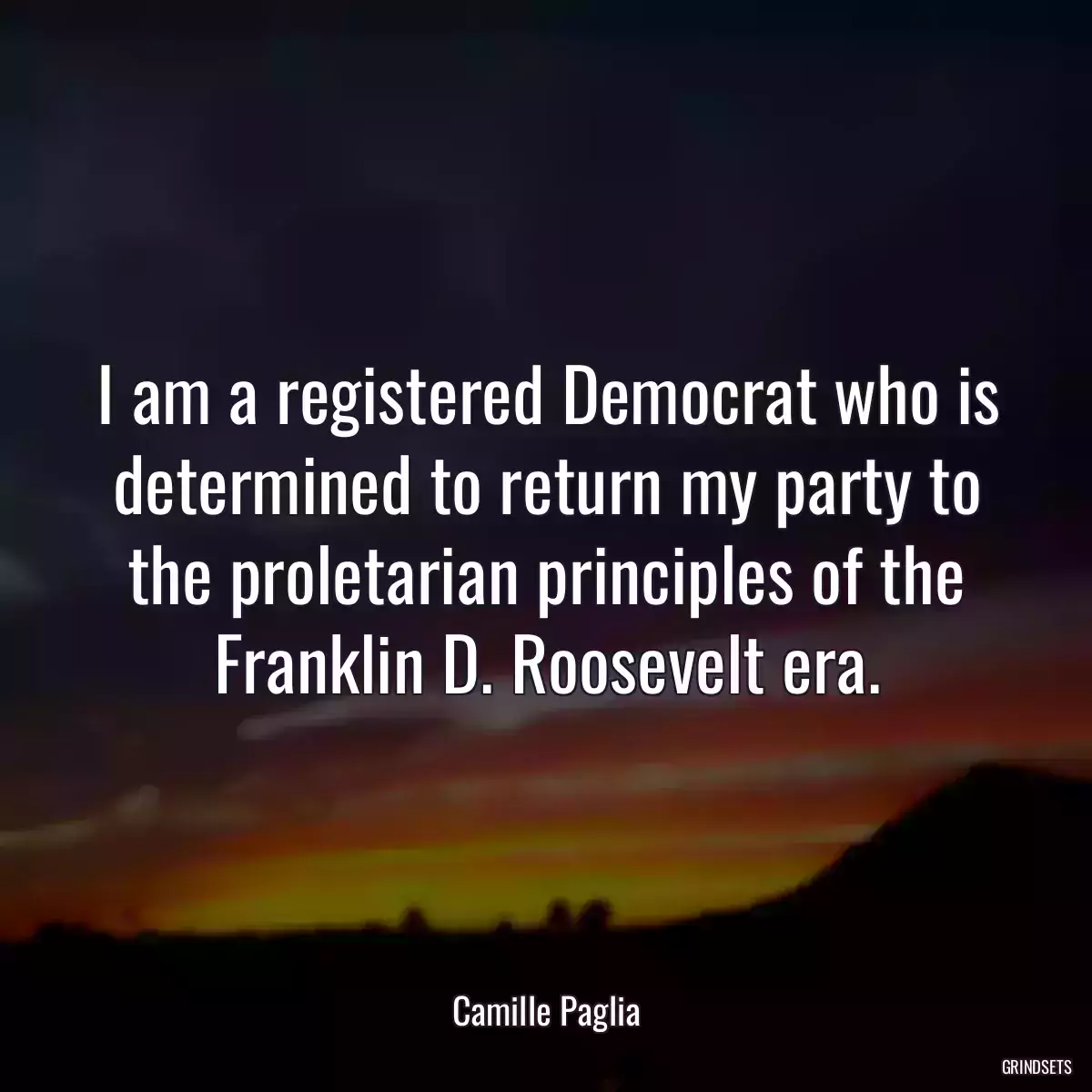 I am a registered Democrat who is determined to return my party to the proletarian principles of the Franklin D. Roosevelt era.