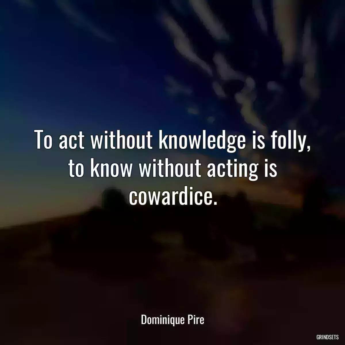 To act without knowledge is folly, to know without acting is cowardice.