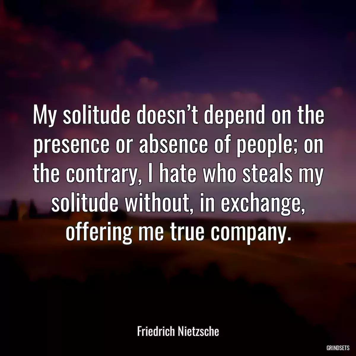 My solitude doesn’t depend on the presence or absence of people; on the contrary, I hate who steals my solitude without, in exchange, offering me true company.