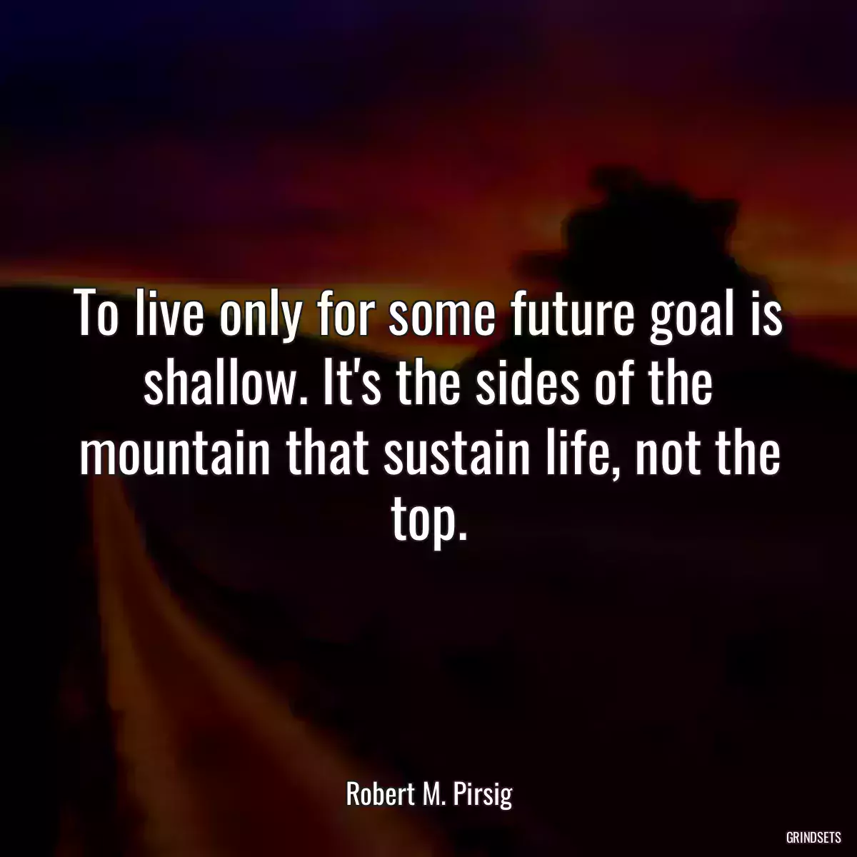 To live only for some future goal is shallow. It\'s the sides of the mountain that sustain life, not the top.