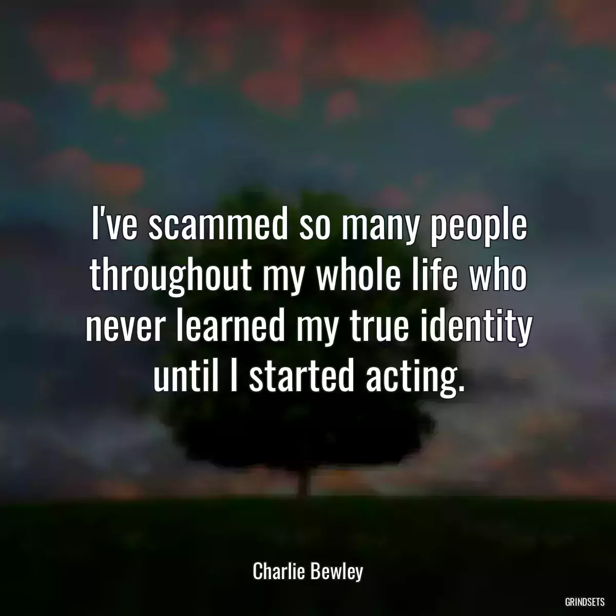 I\'ve scammed so many people throughout my whole life who never learned my true identity until I started acting.