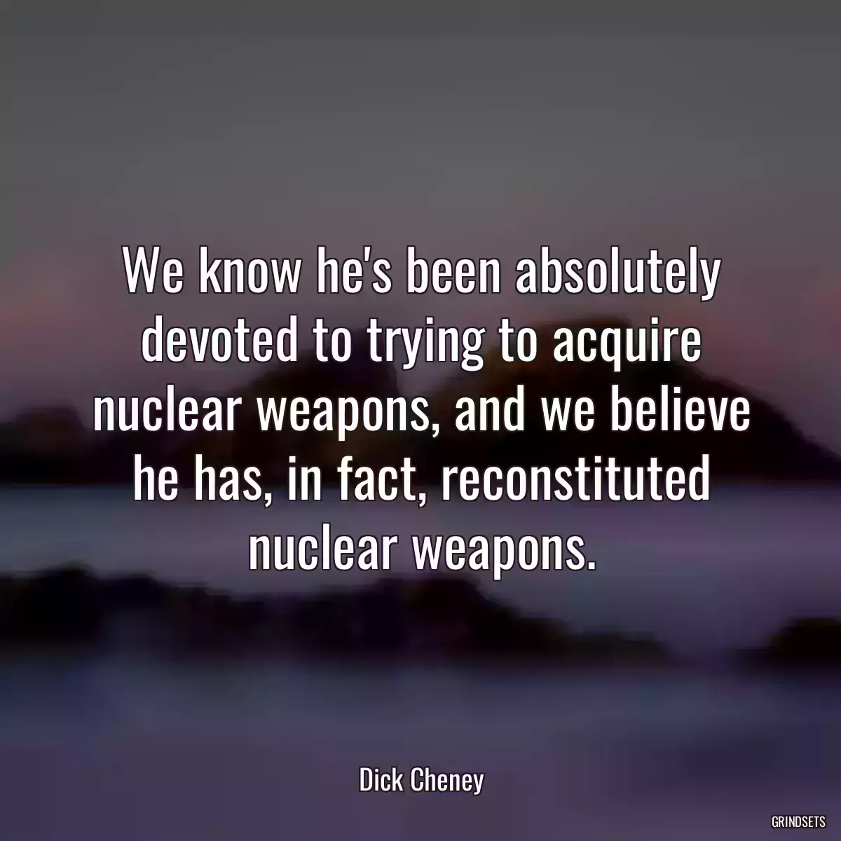 We know he\'s been absolutely devoted to trying to acquire nuclear weapons, and we believe he has, in fact, reconstituted nuclear weapons.