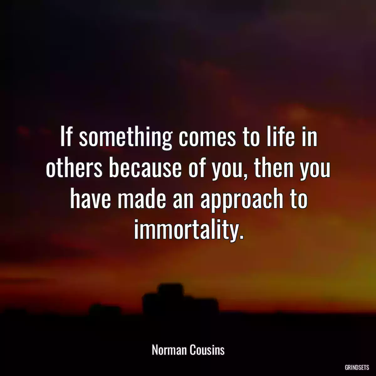 If something comes to life in others because of you, then you have made an approach to immortality.