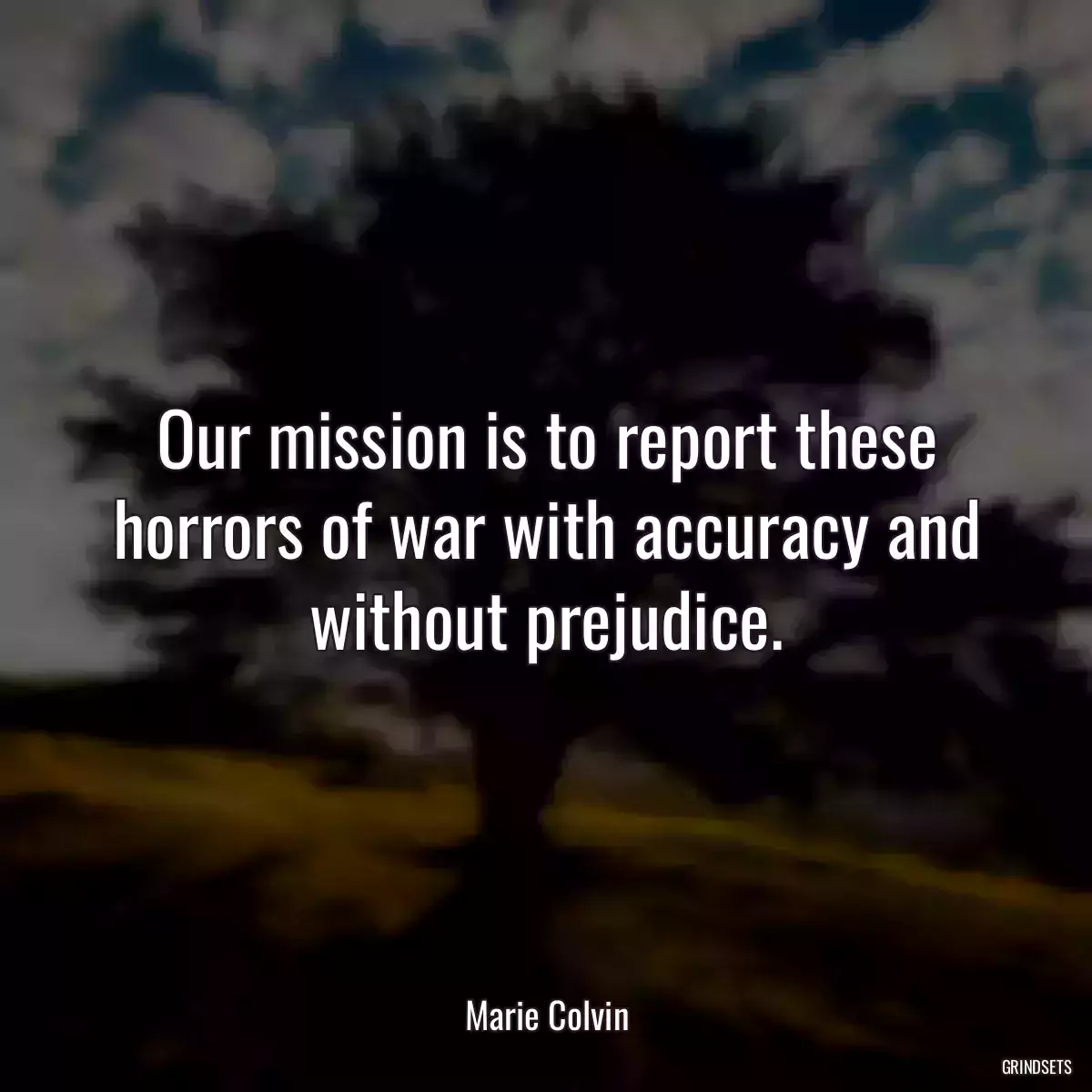 Our mission is to report these horrors of war with accuracy and without prejudice.