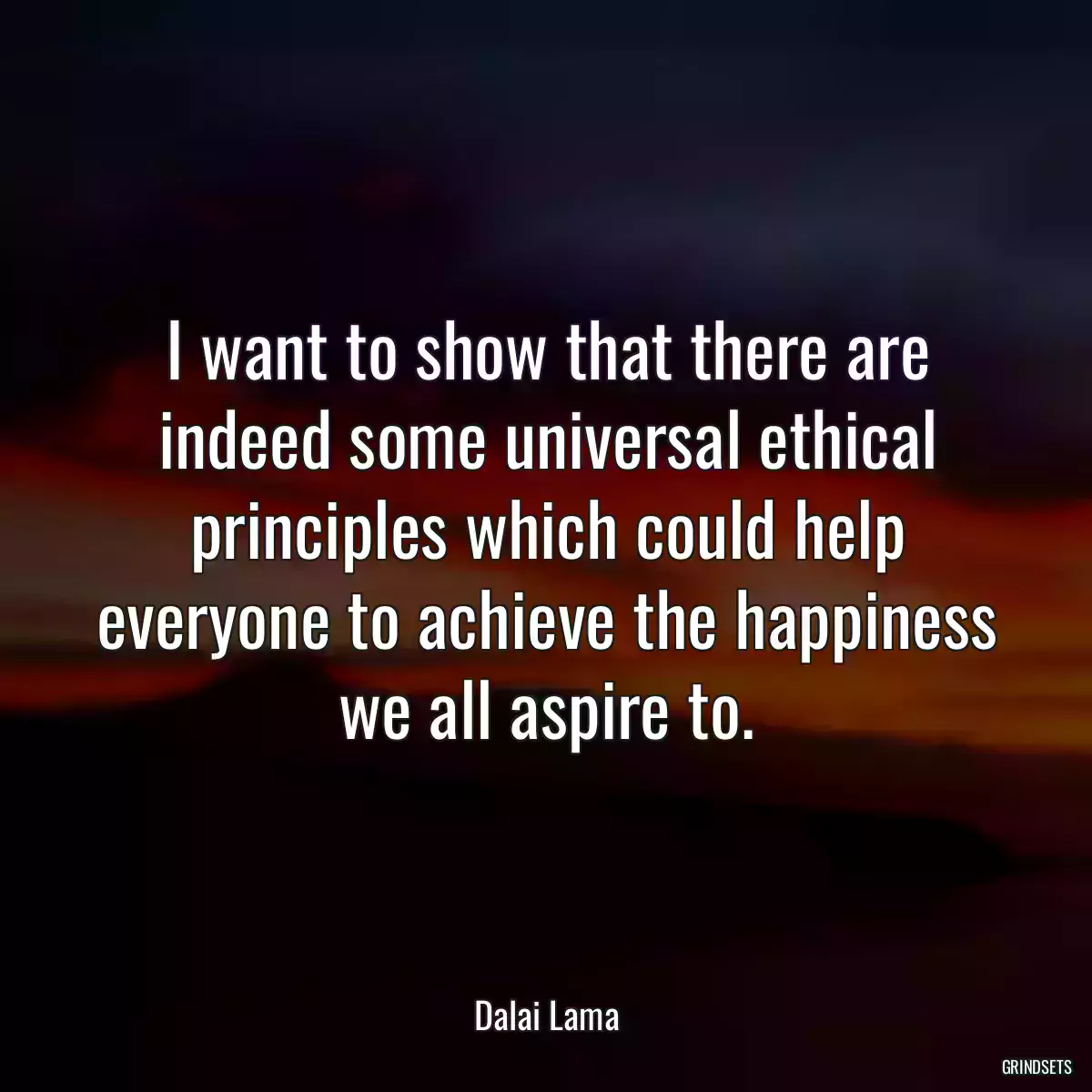 I want to show that there are indeed some universal ethical principles which could help everyone to achieve the happiness we all aspire to.