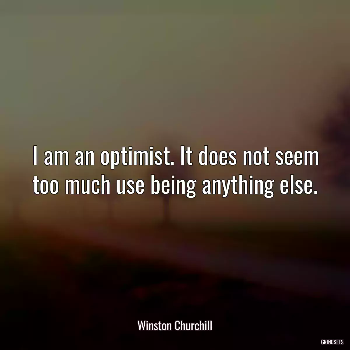 I am an optimist. It does not seem too much use being anything else.