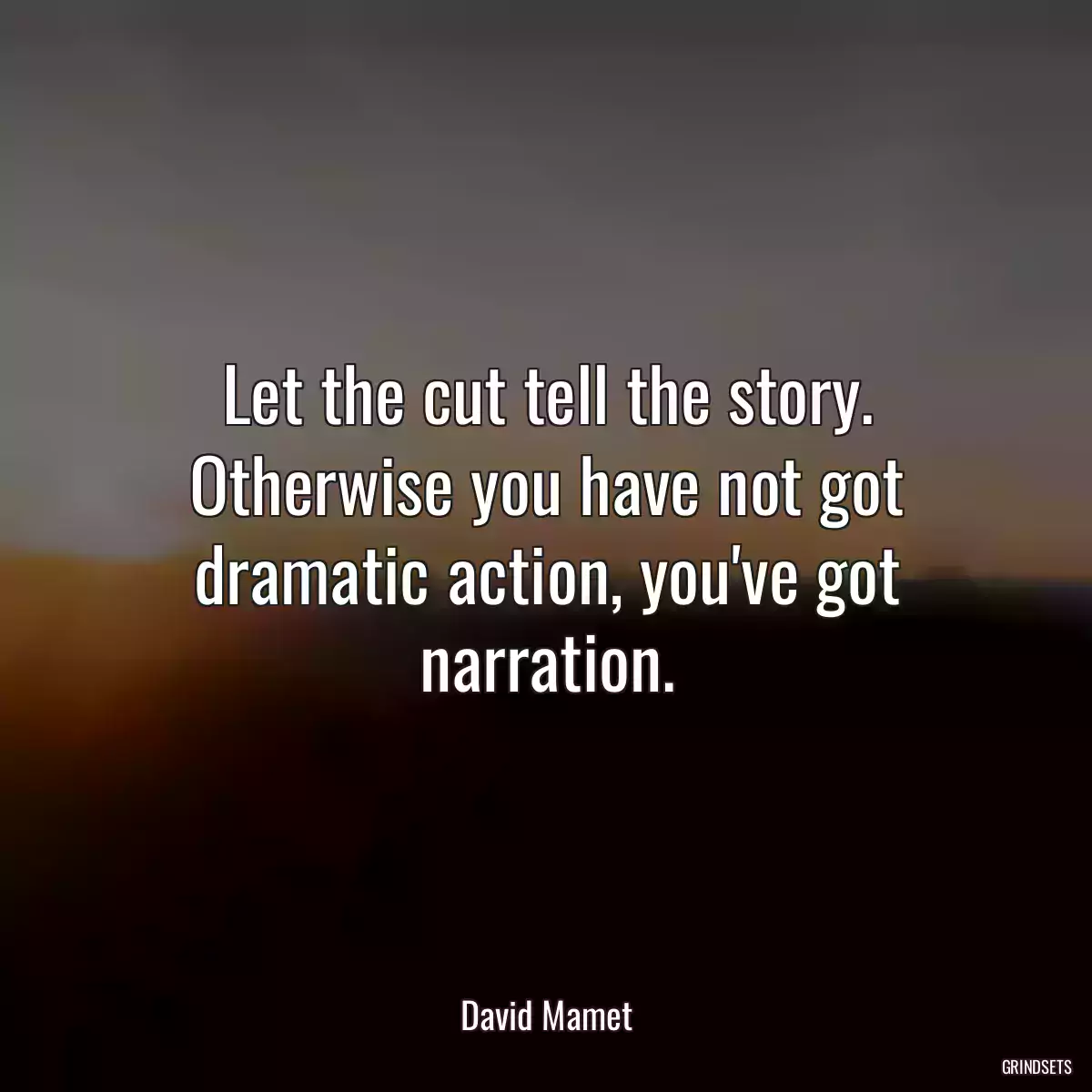 Let the cut tell the story. Otherwise you have not got dramatic action, you\'ve got narration.