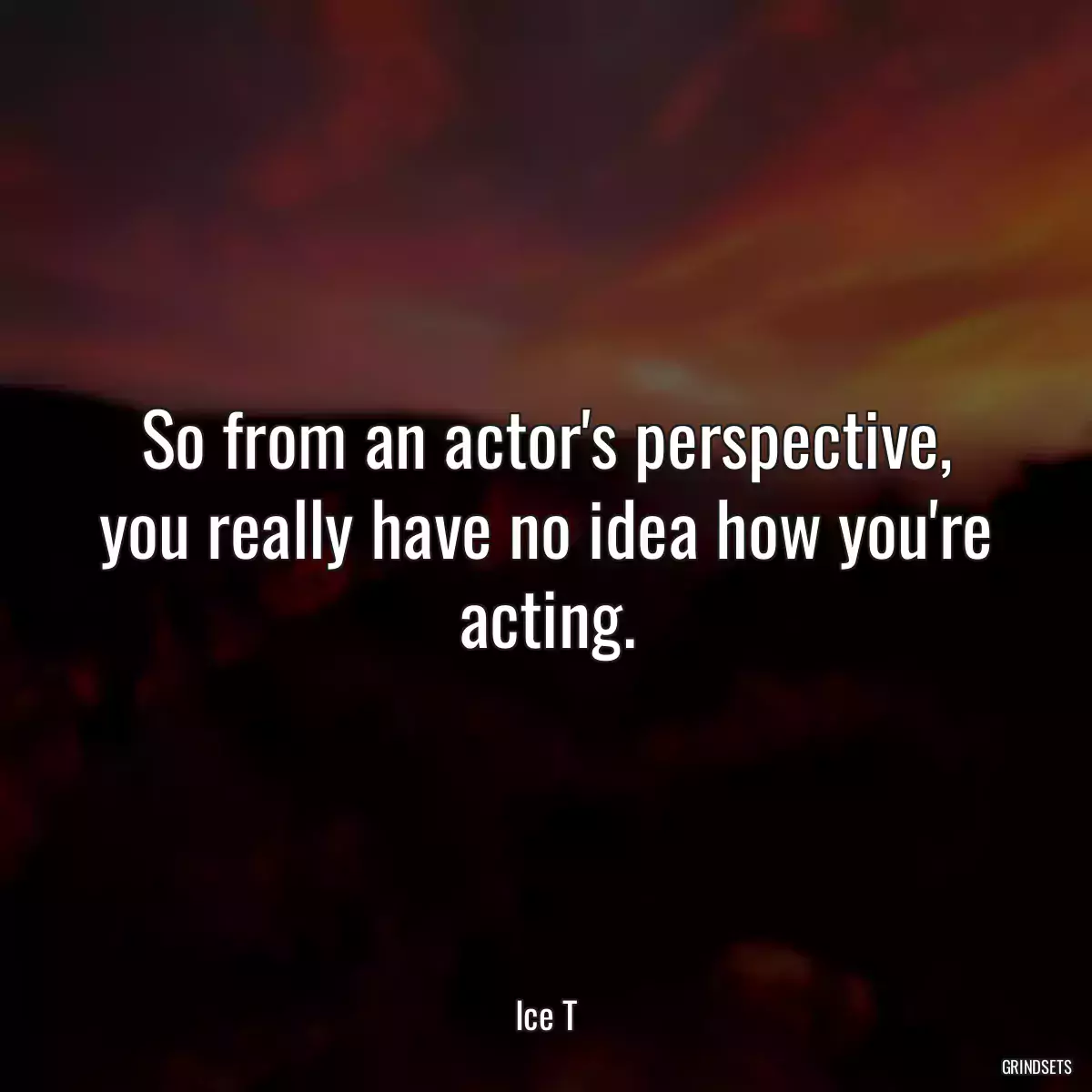 So from an actor\'s perspective, you really have no idea how you\'re acting.