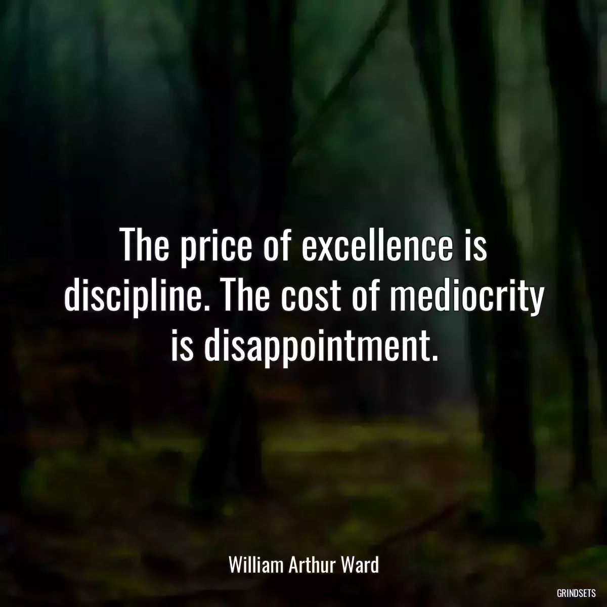 The price of excellence is discipline. The cost of mediocrity is disappointment.