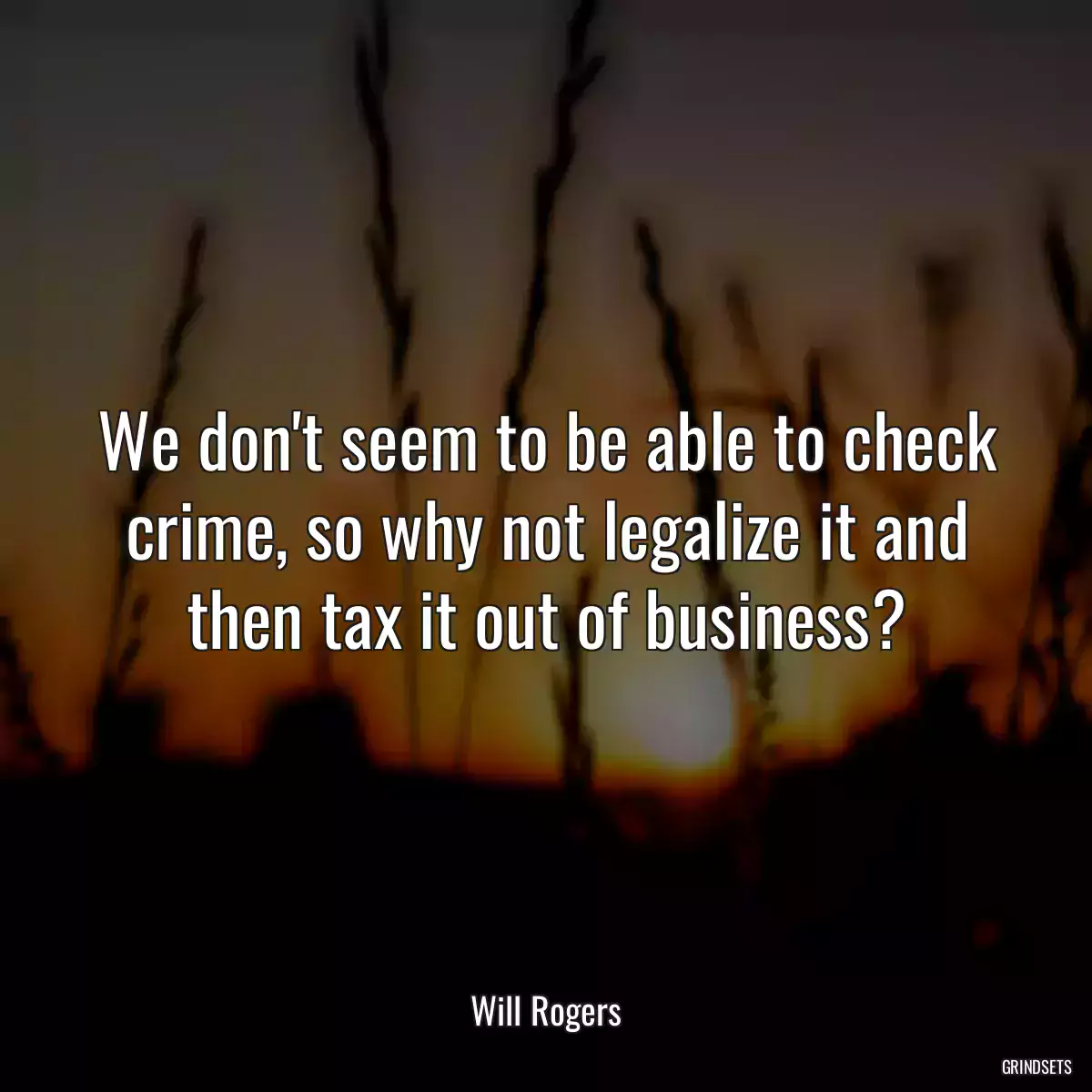 We don\'t seem to be able to check crime, so why not legalize it and then tax it out of business?