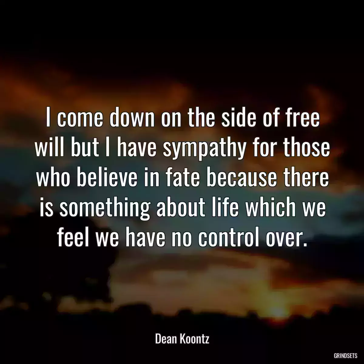 I come down on the side of free will but I have sympathy for those who believe in fate because there is something about life which we feel we have no control over.