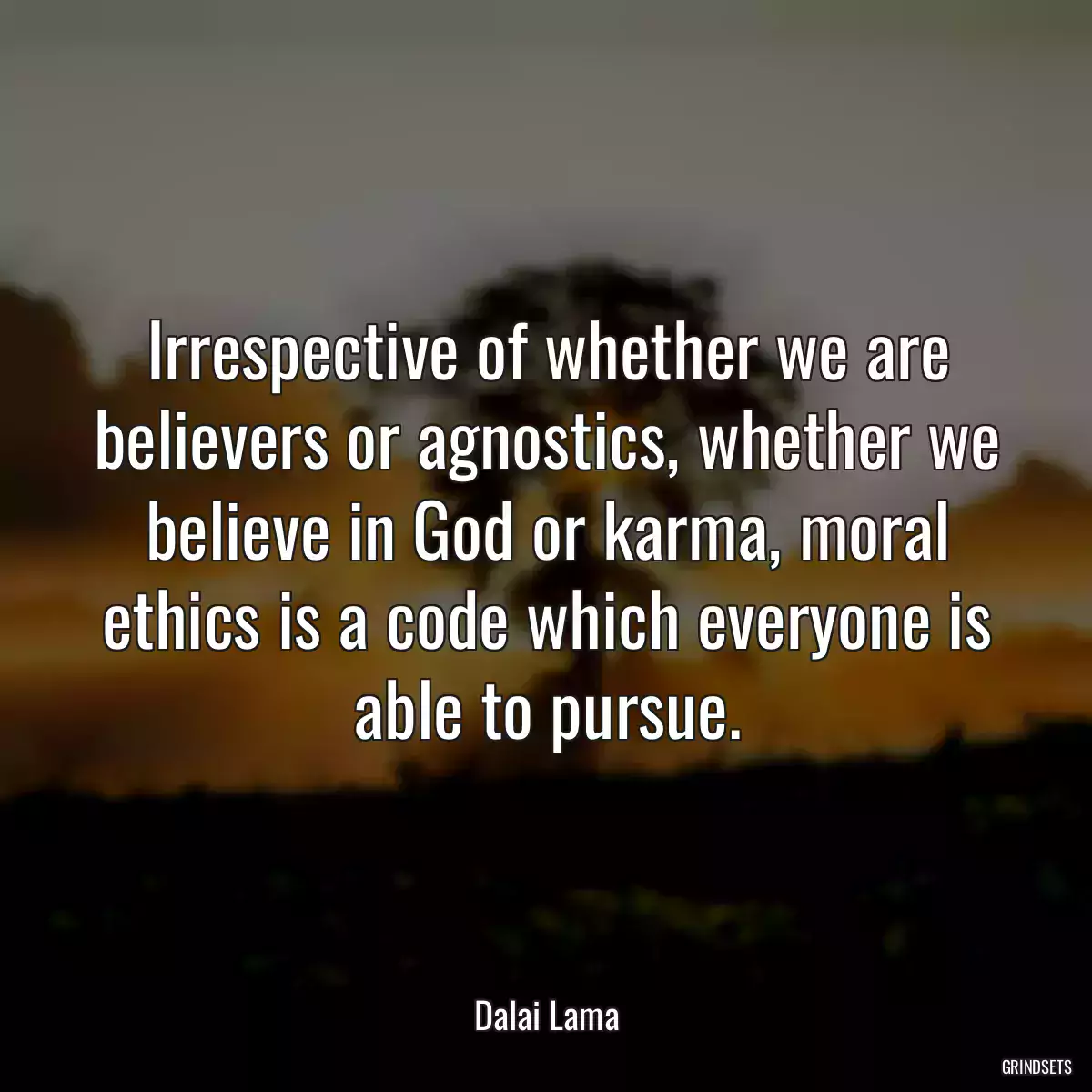 Irrespective of whether we are believers or agnostics, whether we believe in God or karma, moral ethics is a code which everyone is able to pursue.