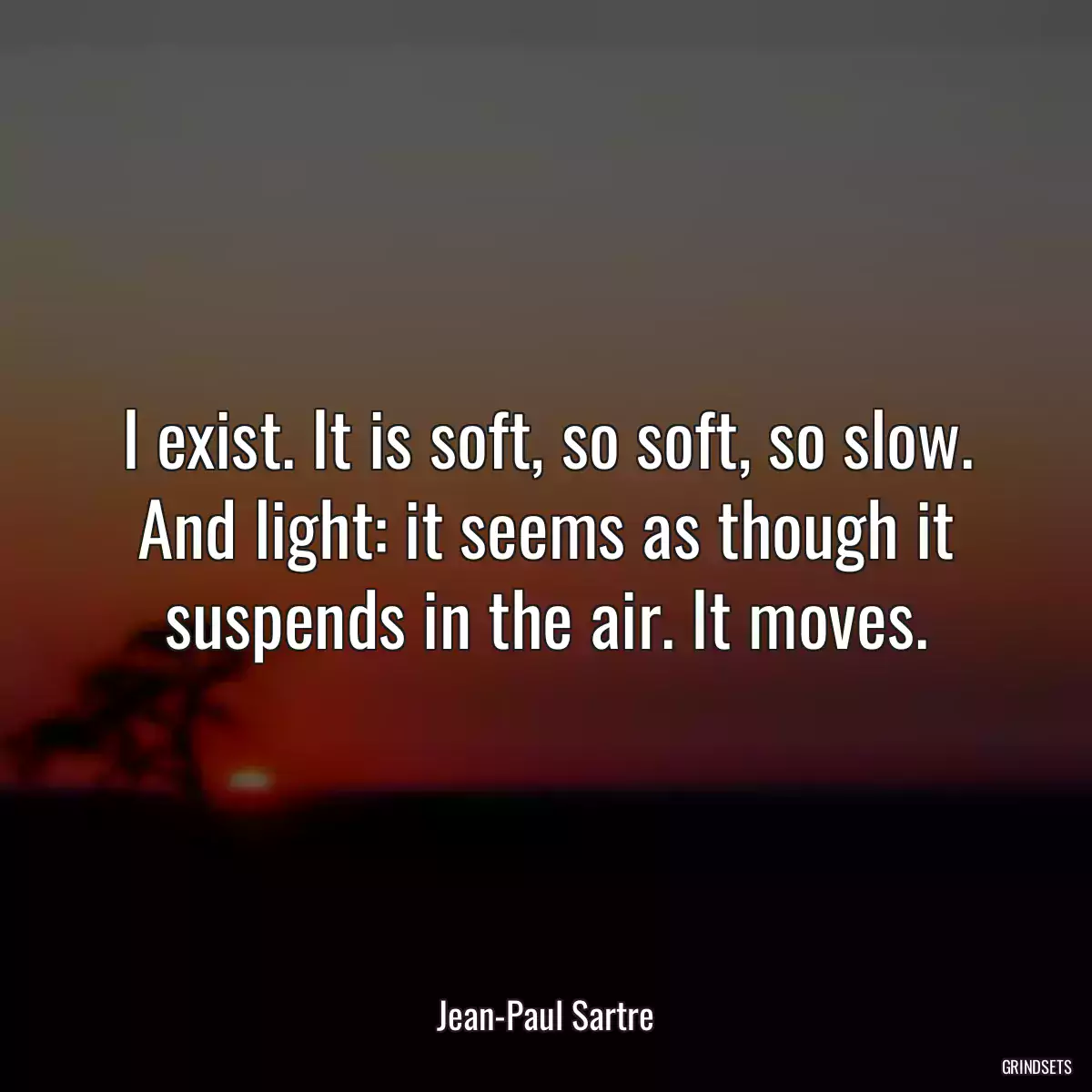 I exist. It is soft, so soft, so slow. And light: it seems as though it suspends in the air. It moves.