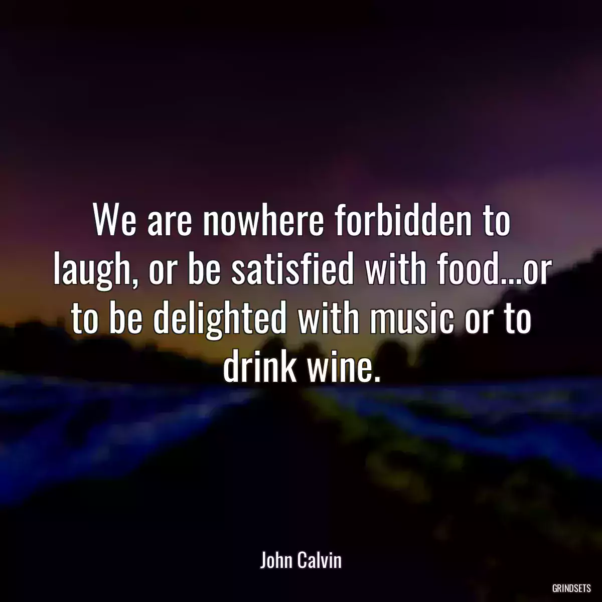 We are nowhere forbidden to laugh, or be satisfied with food...or to be delighted with music or to drink wine.