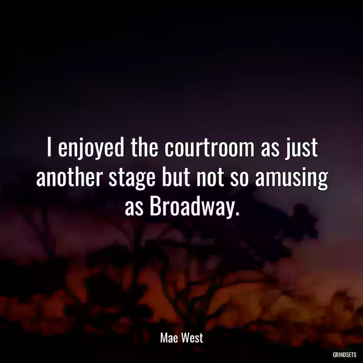 I enjoyed the courtroom as just another stage but not so amusing as Broadway.