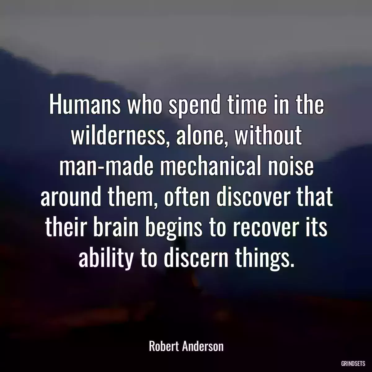 Humans who spend time in the wilderness, alone, without man-made mechanical noise around them, often discover that their brain begins to recover its ability to discern things.