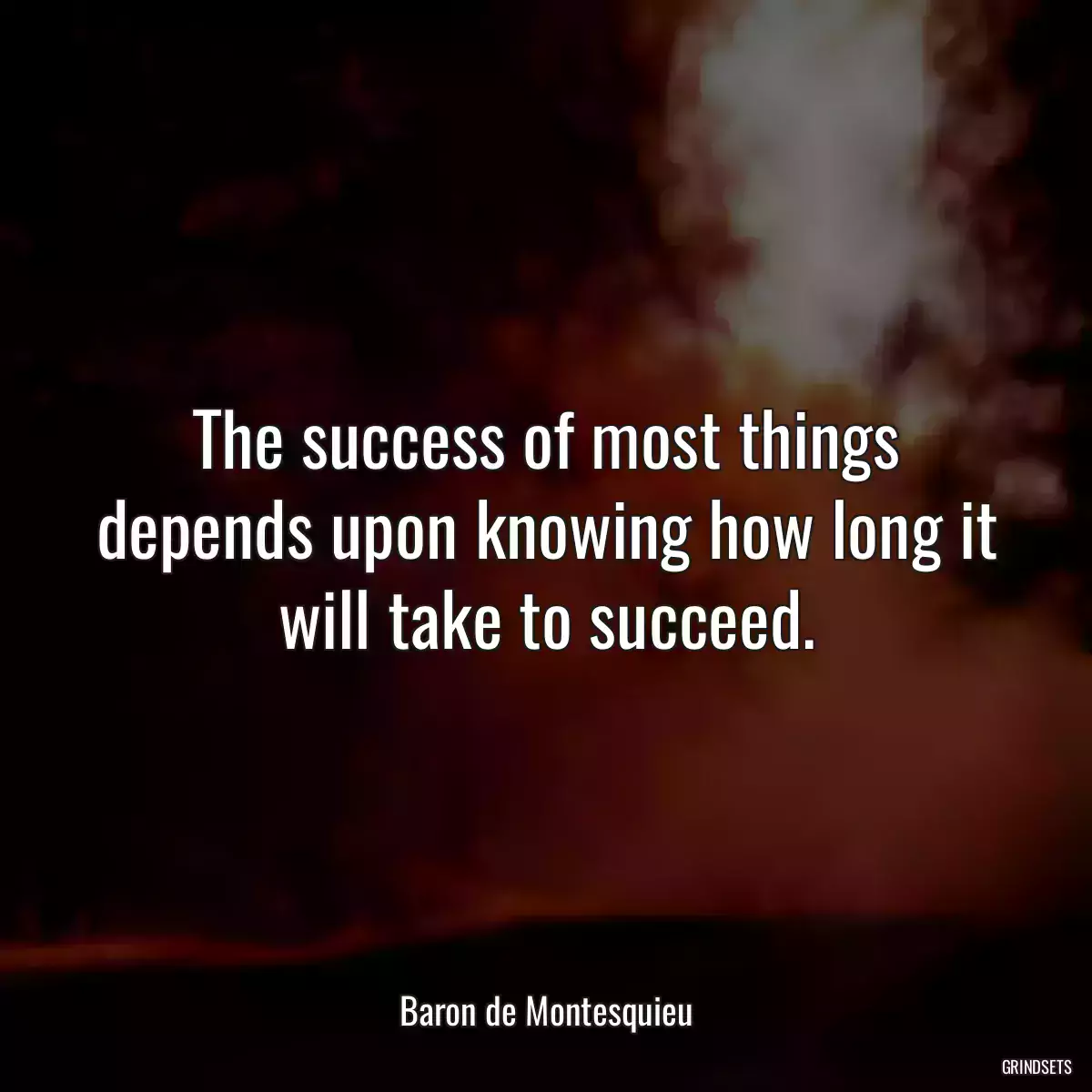 The success of most things depends upon knowing how long it will take to succeed.