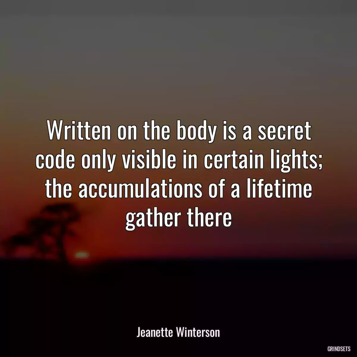 Written on the body is a secret code only visible in certain lights; the accumulations of a lifetime gather there