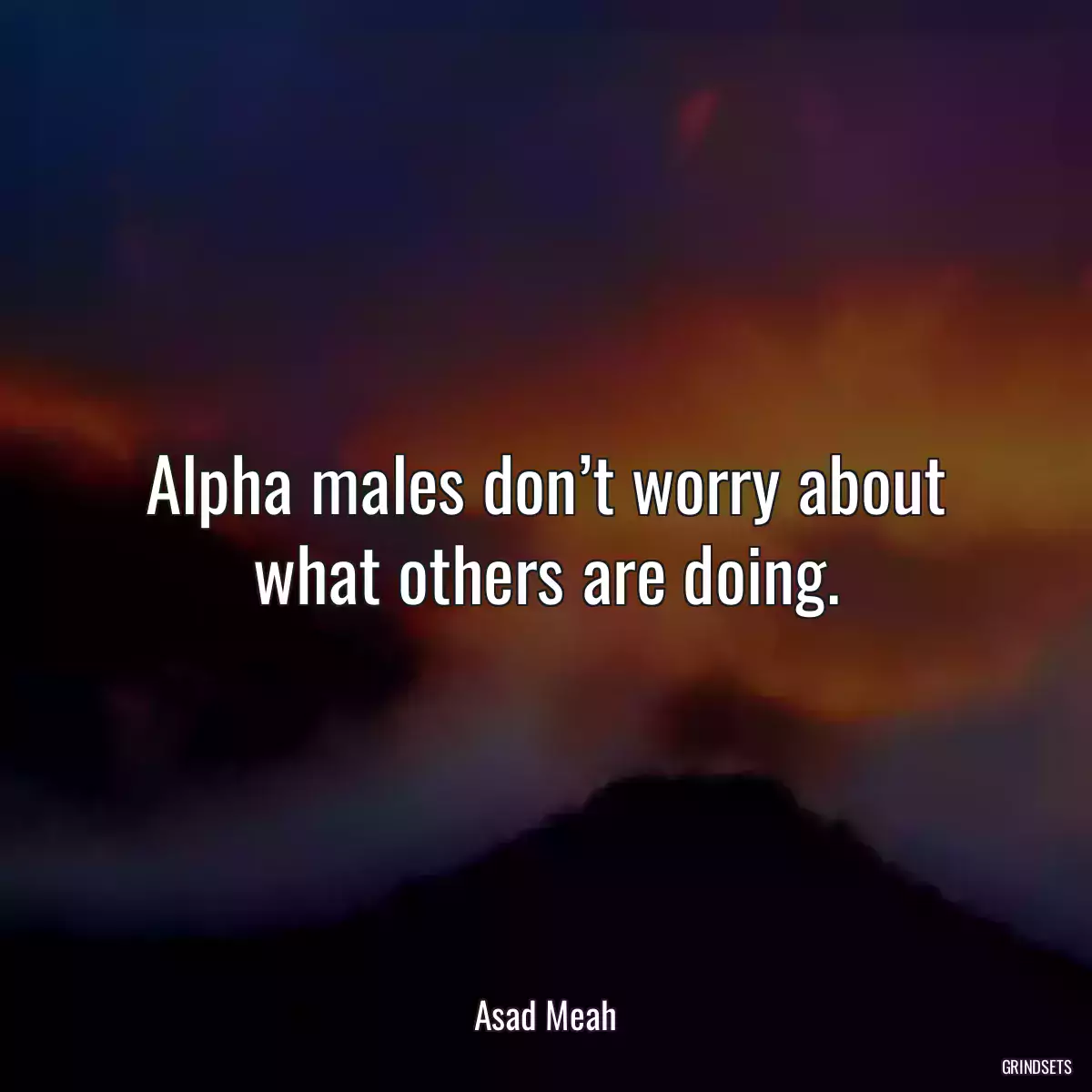 Alpha males don’t worry about what others are doing.