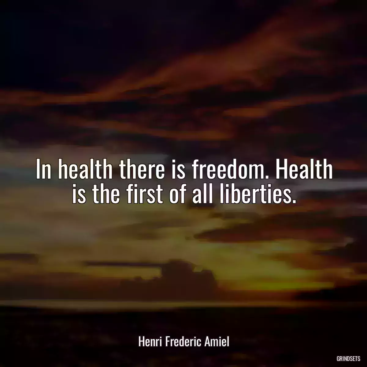 In health there is freedom. Health is the first of all liberties.