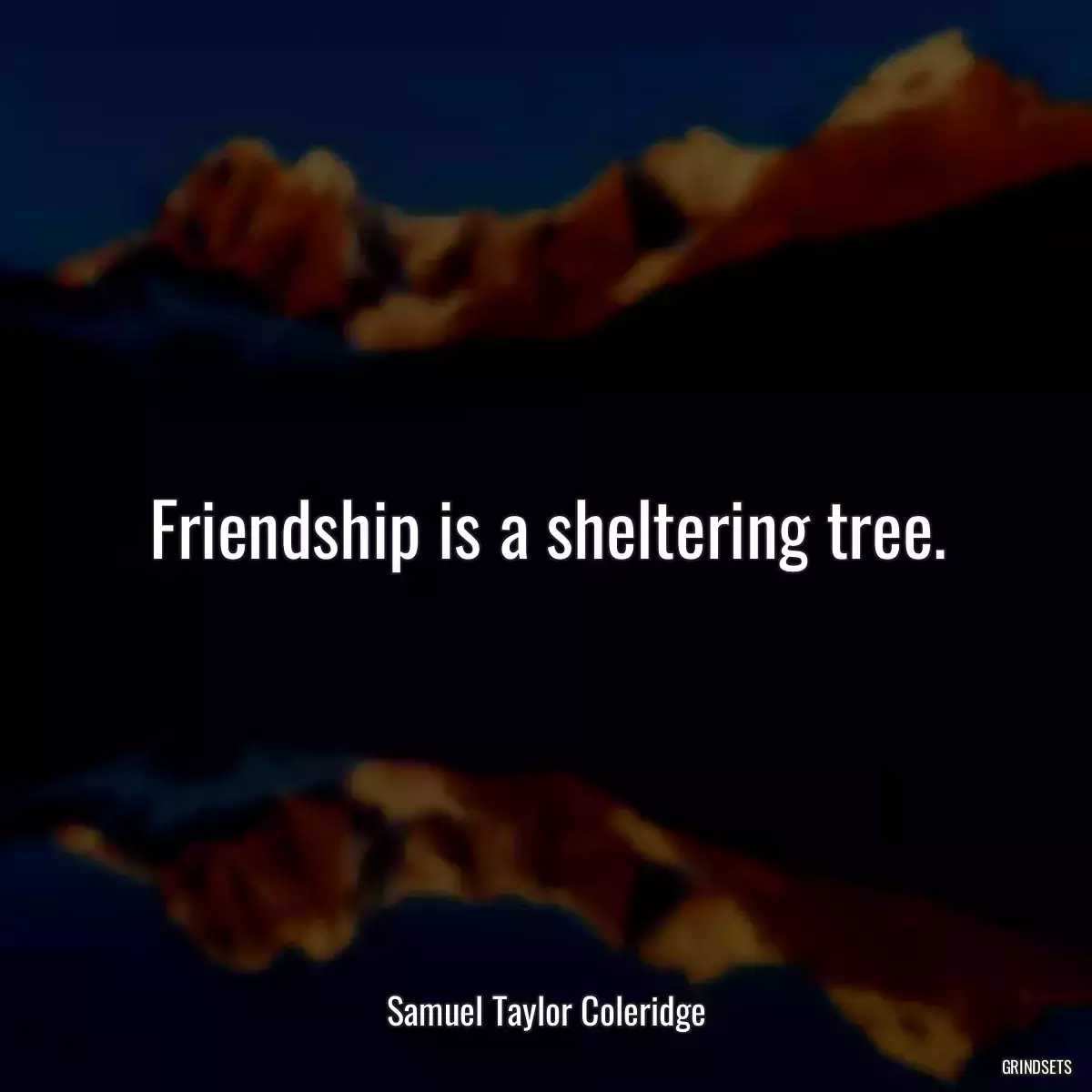 Friendship is a sheltering tree.