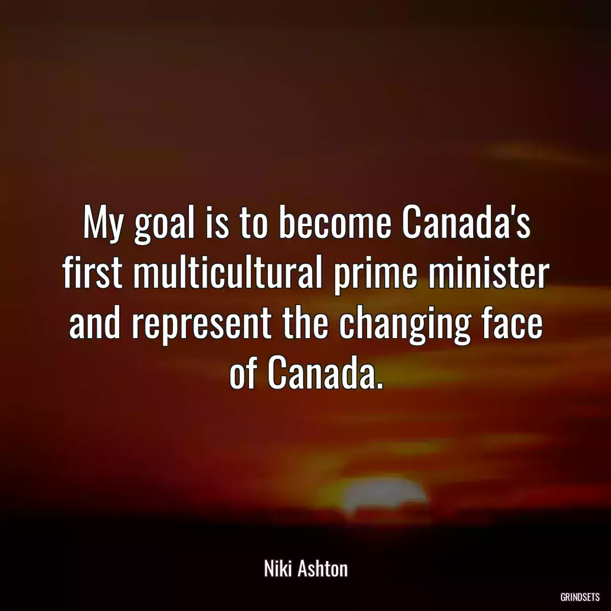 My goal is to become Canada\'s first multicultural prime minister and represent the changing face of Canada.