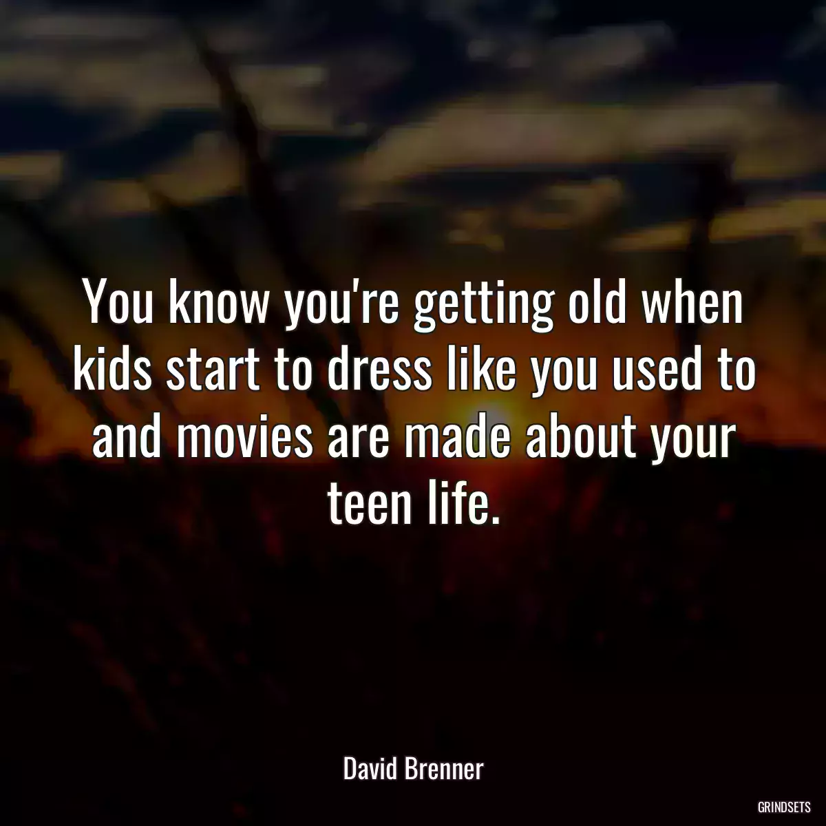 You know you\'re getting old when kids start to dress like you used to and movies are made about your teen life.