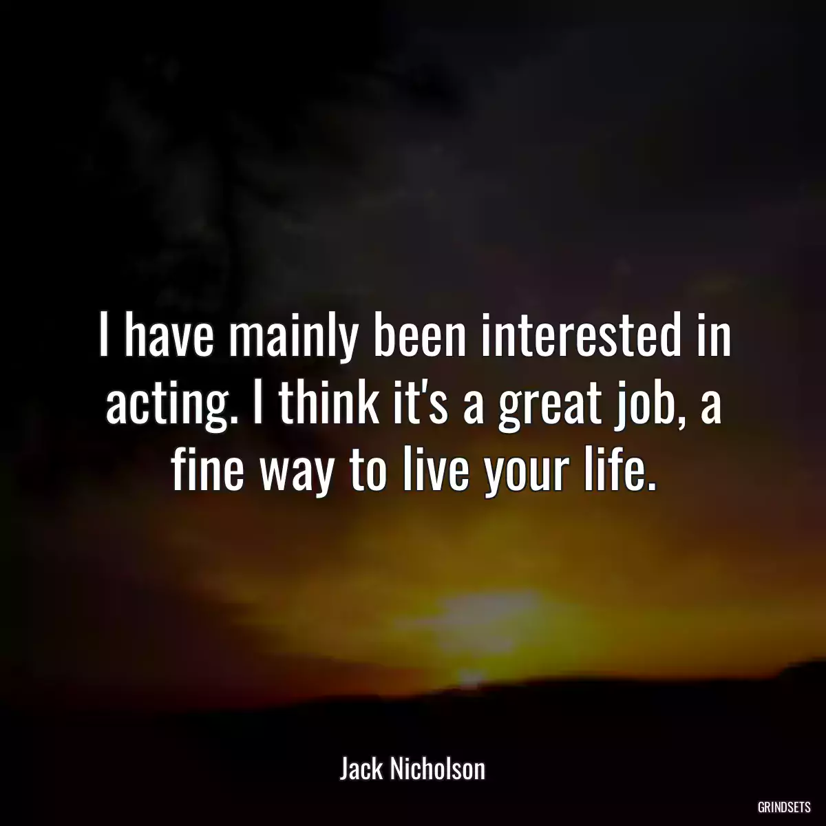 I have mainly been interested in acting. I think it\'s a great job, a fine way to live your life.