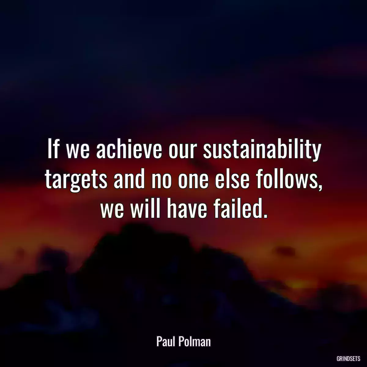 If we achieve our sustainability targets and no one else follows, we will have failed.