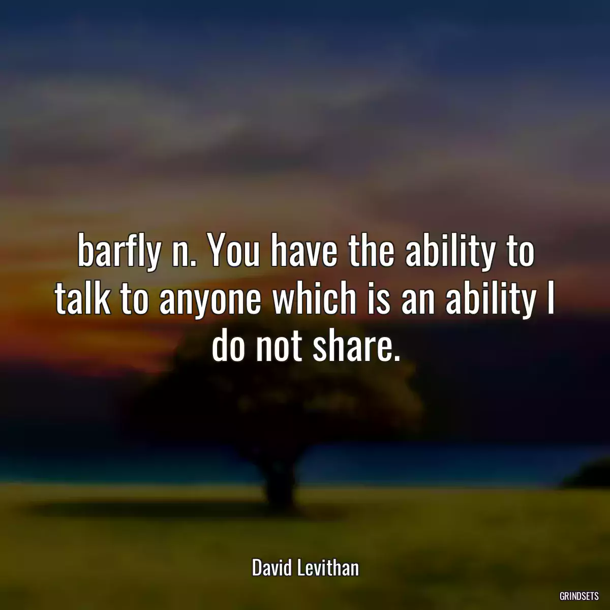 barfly n. You have the ability to talk to anyone which is an ability I do not share.