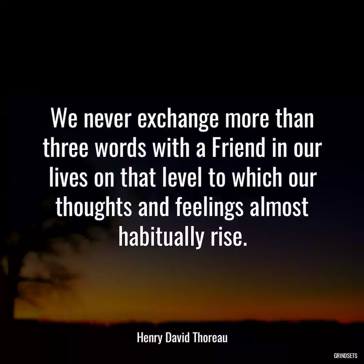 We never exchange more than three words with a Friend in our lives on that level to which our thoughts and feelings almost habitually rise.