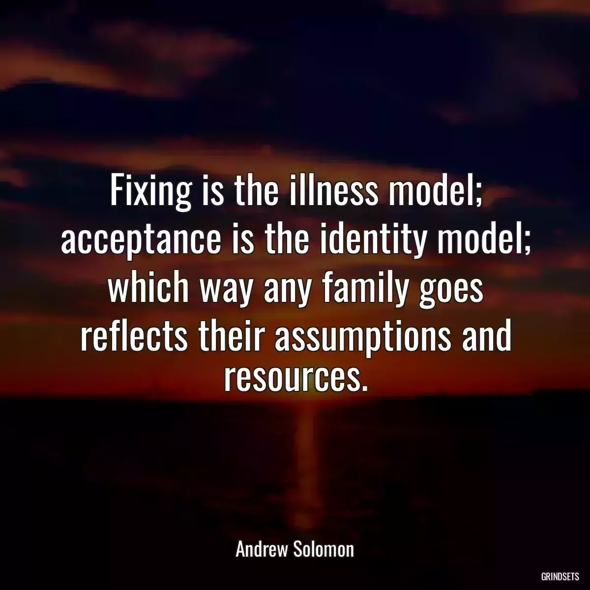 Fixing is the illness model; acceptance is the identity model; which way any family goes reflects their assumptions and resources.