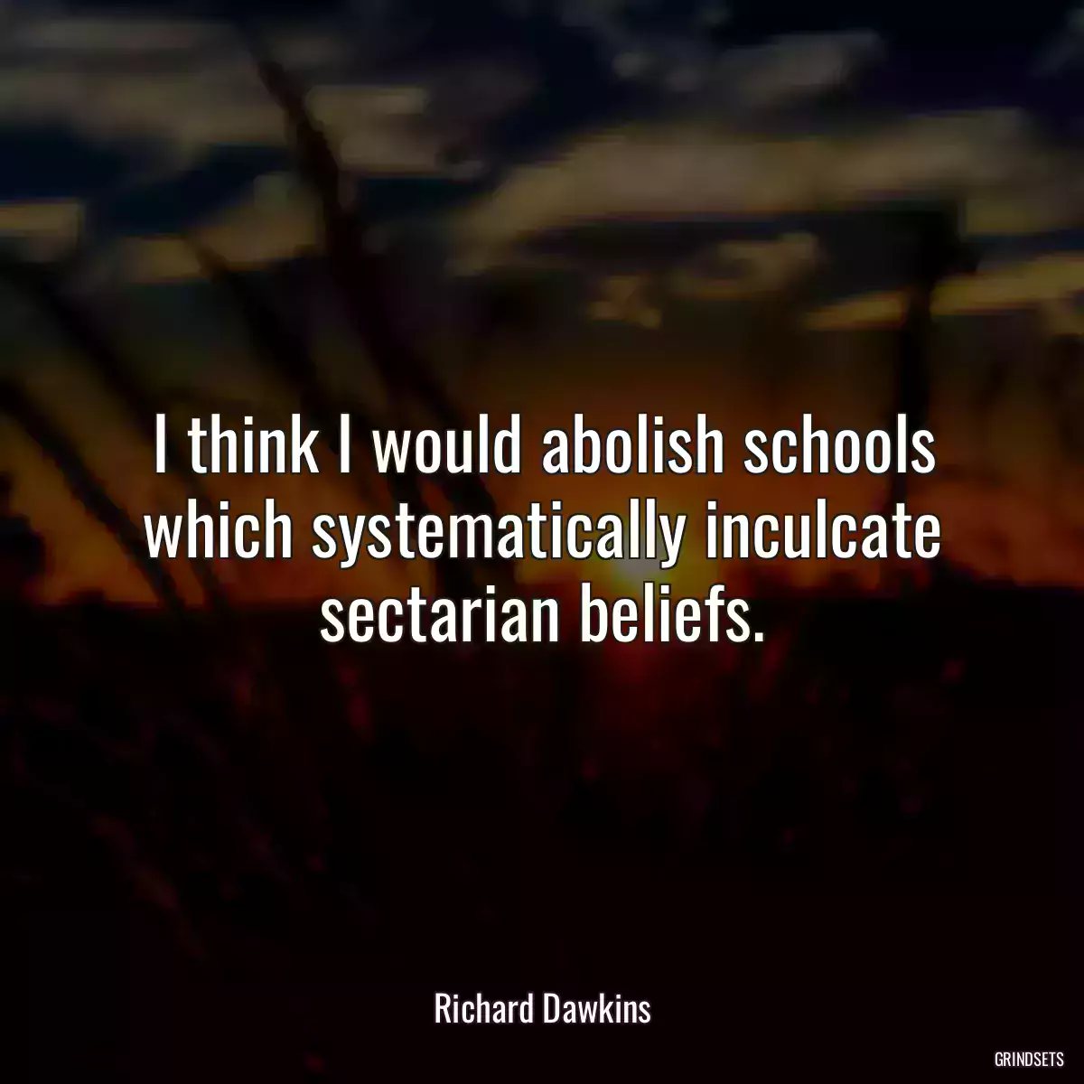 I think I would abolish schools which systematically inculcate sectarian beliefs.