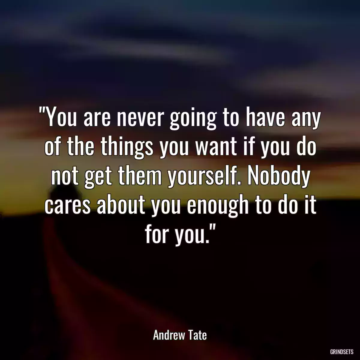 You are never going to have any of the things you want if you do not get them yourself. Nobody cares about you enough to do it for you.