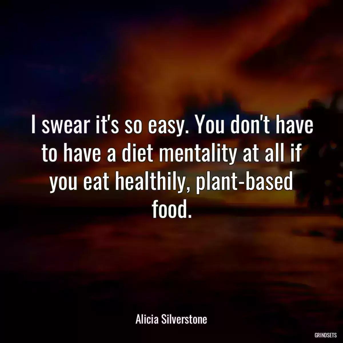 I swear it\'s so easy. You don\'t have to have a diet mentality at all if you eat healthily, plant-based food.