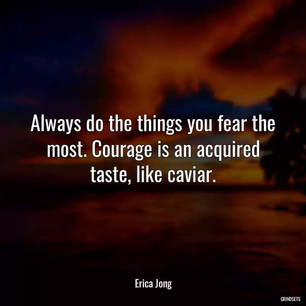 Always do the things you fear the most. Courage is an acquired taste, like caviar.