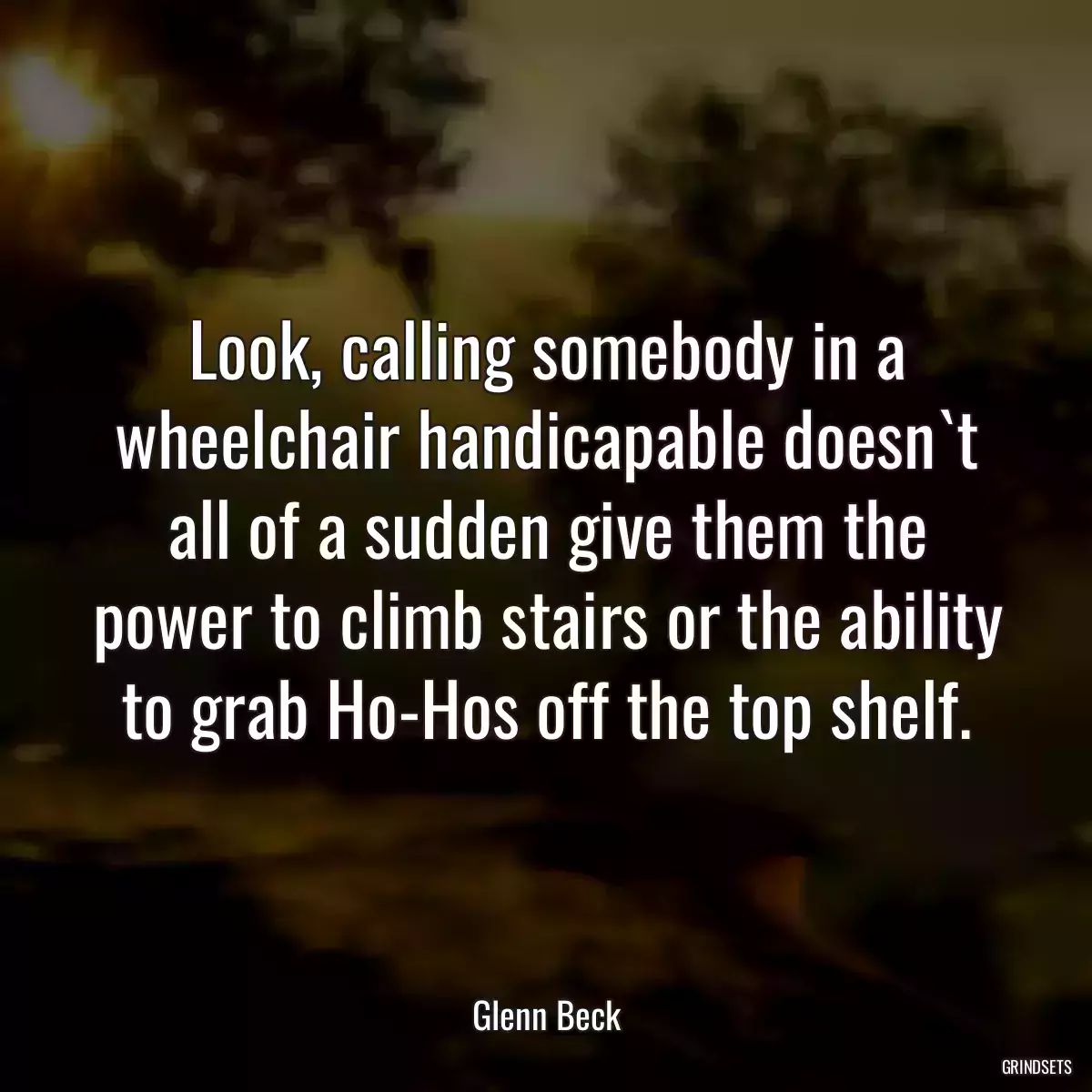 Look, calling somebody in a wheelchair handicapable doesn`t all of a sudden give them the power to climb stairs or the ability to grab Ho-Hos off the top shelf.