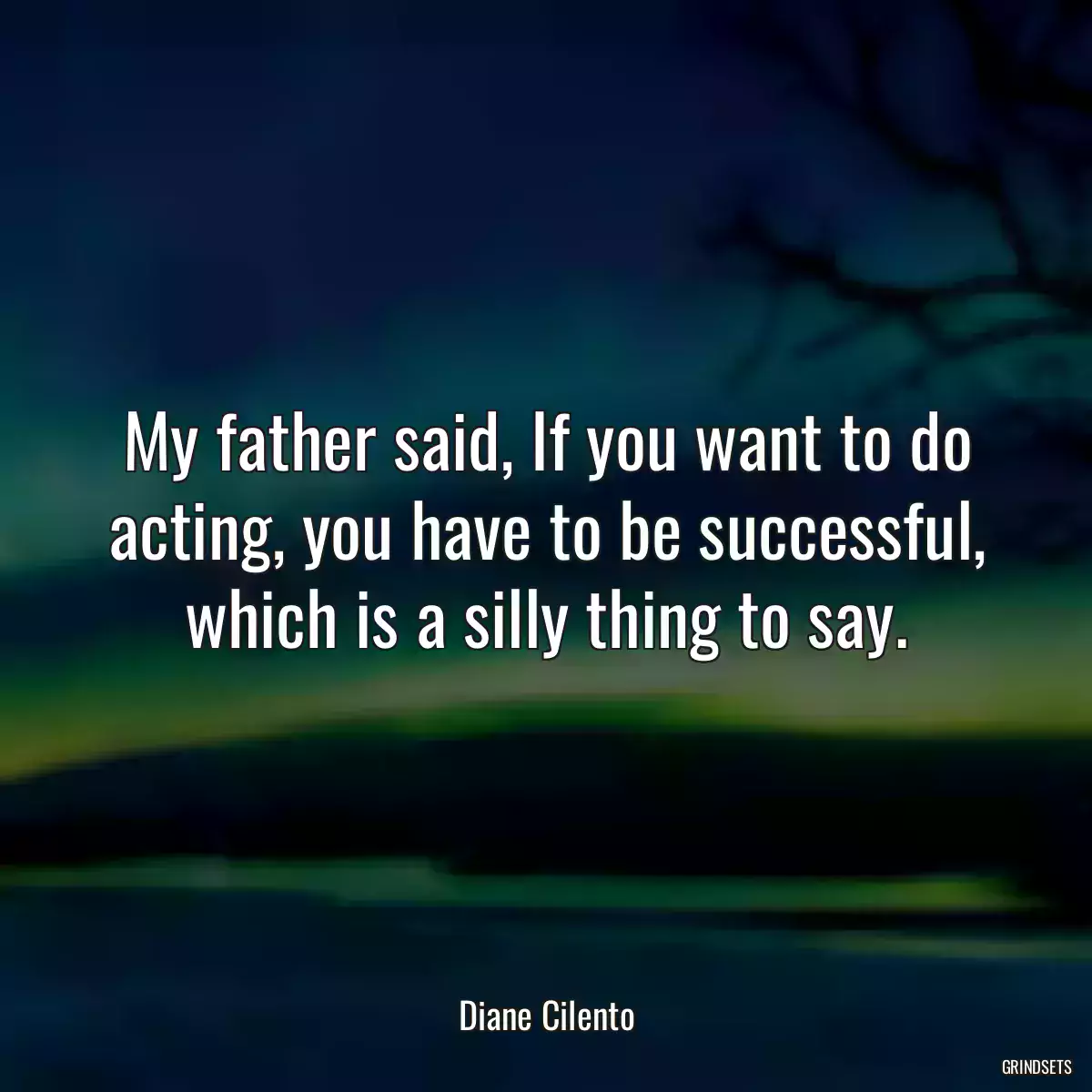 My father said, If you want to do acting, you have to be successful, which is a silly thing to say.