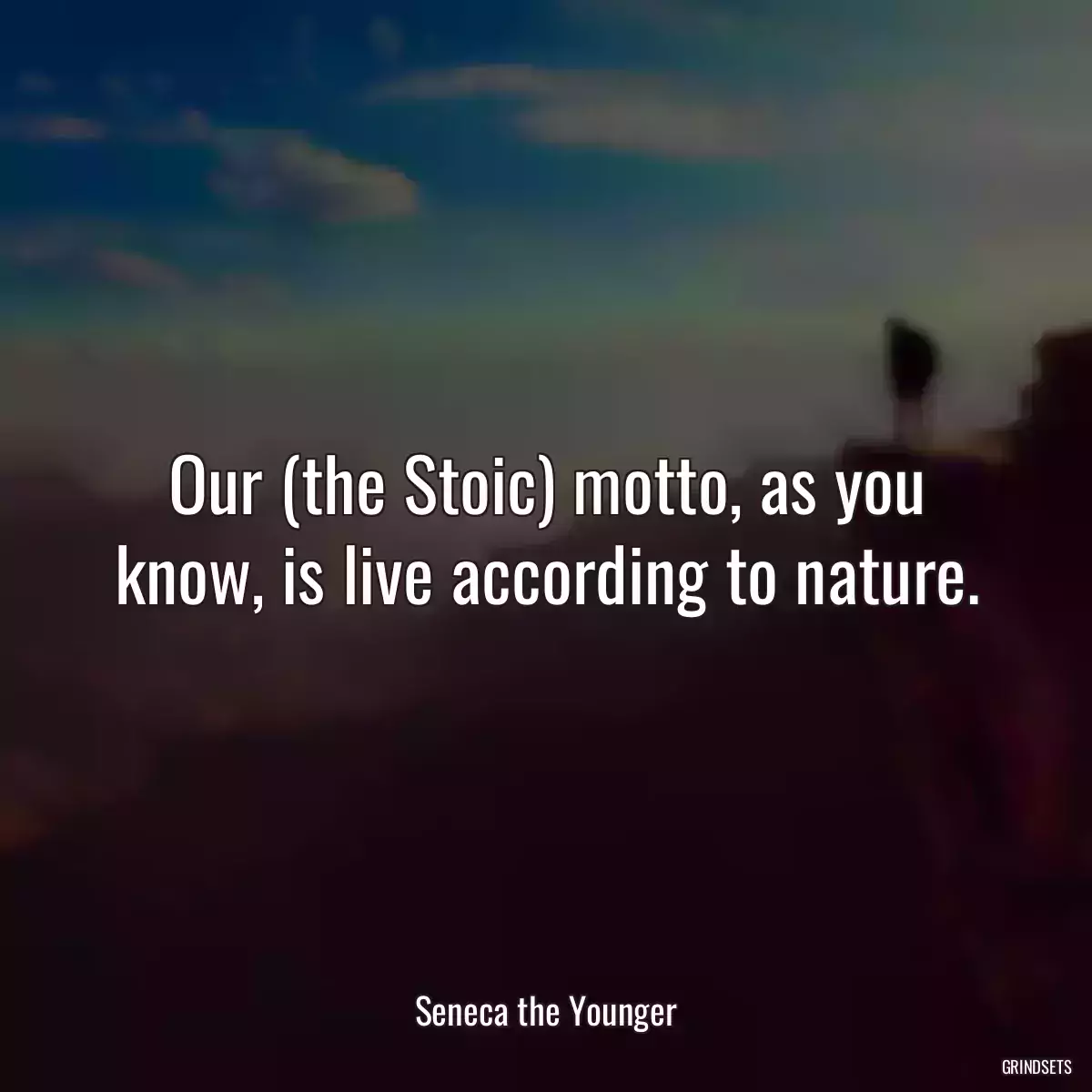 Our (the Stoic) motto, as you know, is live according to nature.