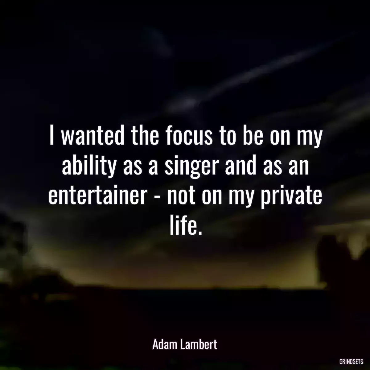 I wanted the focus to be on my ability as a singer and as an entertainer - not on my private life.