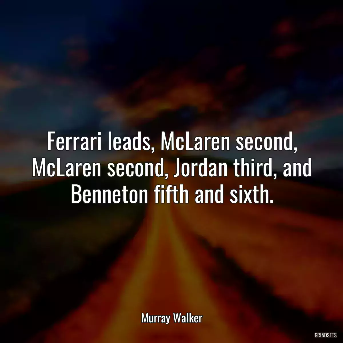 Ferrari leads, McLaren second, McLaren second, Jordan third, and Benneton fifth and sixth.